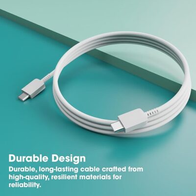Samsung Type C To Type C, Mobile Data Charging Cable for Samsung Galaxy Superfast Power Cable A54/ A15/ A14/ A34/ A23/ F54/ F34/ F23/ F14/ M14/ M34/M33/S21 Fe/S22/S23/S23 Fe 5G/S24 (White),1M