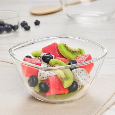 Borosil 780 ml Square Shape Serving & Mixing Bowl | Borosilicate Glass Bowl for Kitchen & Dinning | Bowl for Mixing Dough, Salad, Batter | Microwave & Dishwasher Safe | Transparent