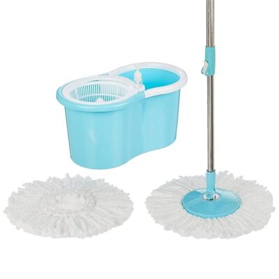 Raxon Innovation Stainless Steel Microfiber Floor Cleaning Spin Mop with Removable Washable Cleaning Pad and Integrated Water Mechanism for Floor, Multicolor