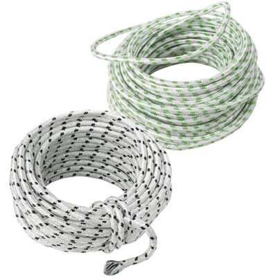 Clothesline Rope, 20 Meters Each, Pack of 2, Polyester, White and Green (2)