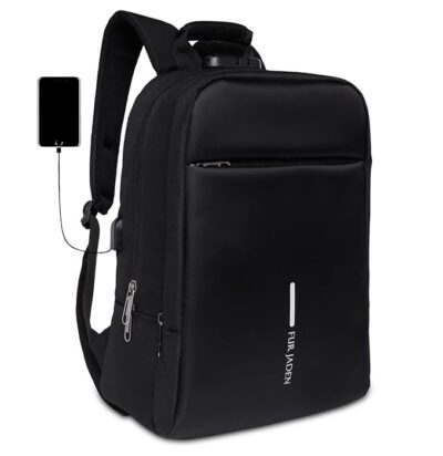 FUR JADEN Anti-Theft Number Lock Backpack Bag with 15.6 Inch Laptop Compartment, USB Charging Port & Organizer Pocket for Men Women Boys Girls