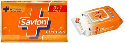 Savlon Germ Protection Multipurpose Thick & Soft Wet Wipes With Fliptop Lid - 72 Wipes Multi Purpose & Savlon Glycerine Soap, 125g (Buy 3 Get 1 Free)