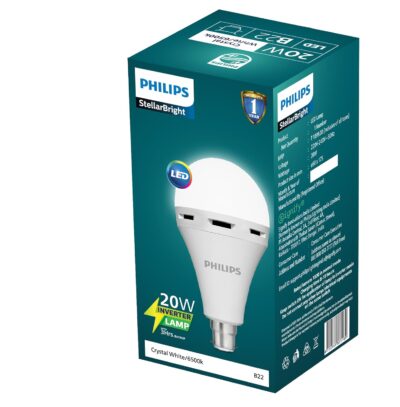 PHILIPS 20W Emergency Bulb|Rechargeable Emergency Bulb for Power Cuts|Backup : upto 3hrs,Crystal White,Pack of 1, b22d, LED