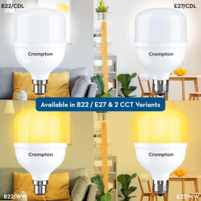 Crompton LED30DFCDLPro-2 Base B22 30-Watt LED Bulb Combo (Pack of 1, Cool Day Light)