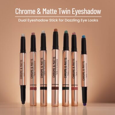 Swiss Beauty Chrome & Matte Twin Eyeshadow Stick | Mix of Matte and Shimmer | Easy to blend, non creasing eyeshadow | 24 Hour Stay | Shade- Autumm Break, 2g
