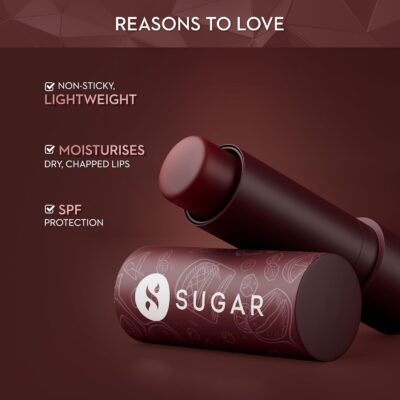 SUGAR Cosmetics Tipsy Lips Moisturing Balm with Vitamin E, Shea Butter and Jojoba Oil | Tinted Lip Balm with SPF | Lip Protection & Nourishment | 4.5gm - 02 Cosmopolitan