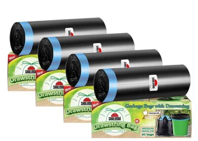 Shalimar Premium (Lavender Fragrance) Scented Drawstring Garbage Bags | Medium 19 X 21 Inches | 120 Bags (30 Bags X 4 Rolls) | Dustbin Bag/Trash Bag | (Black) - Perforated Box for Easy Dispensing