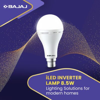 Bajaj LEDZ 12W Rechargeable Emergency Inverter LED Bulb | Cool Day Light | Upto 4 Hours Battery | B22D | 1 Year - Warranty (Pack of 1, White)