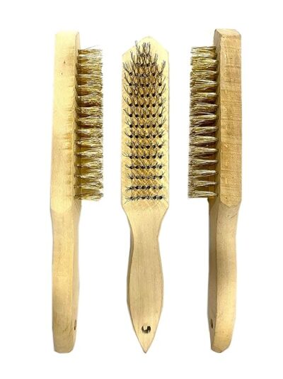 Jon Bhandari Tools 3pc Wooden Handle Wire Brush with Carbon Steel Bristles for Cleaning, Scrubbing, Rust & Paint removal and Polishing
