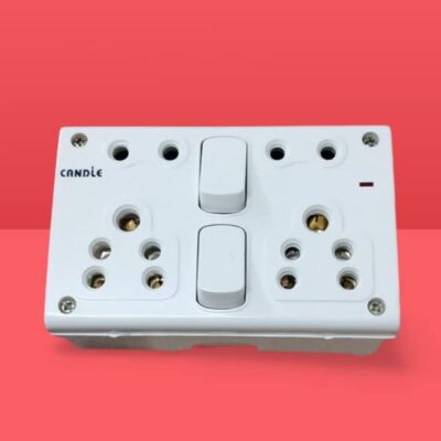 CANDLE 6Ampere Unbreakable 2 Switch 4 Socket/Outlets Combined with Box with Indicator Switch Socket Board (White, 2+4) Pack of 5 Pcs