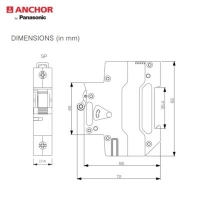 Anchor by Panasonic UNO 20 Amp Single Pole C Curve MCB | ISI Marked Single Pole 10A Miniature Circuit Breaker (98004)