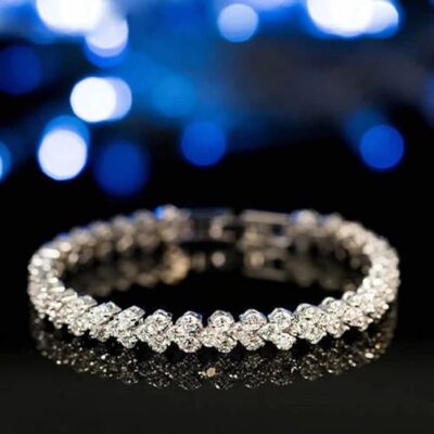 Shining Diva Fashion Platinum Plated Crystal Bangle Bracelet for Women and Girls (14677b)
