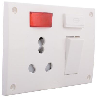 Anchor 20 A Polycarbonate Penta 5-in-1 Combined 4 Hole Switch (White)