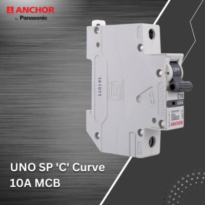 Anchor by Panasonic UNO 10 Amp Single Pole C Curve MCB | ISI Marked Single Pole 10A Miniature Circuit Breaker (98002)