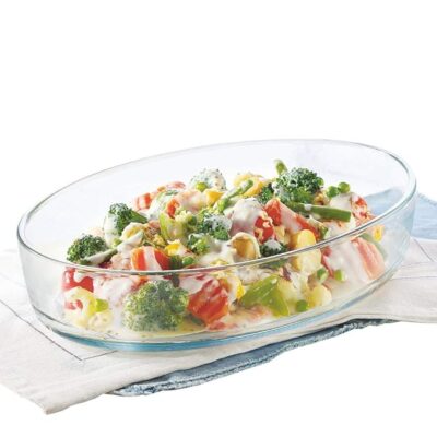 Borosil 700ml Baking & Serving Oval Shape Dish | Borosilicate Glass Bakeware and Serve ware Tray | Microwave, Oven & Dishwasher Safe Bowl | Transparent Container