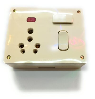 Five-in-One Electrical Switch Socket with Fuse and Indicator, 6 & 16 AMP, 240V, Polycarbonate, Alfa Series