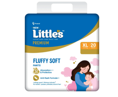 Little's Fluffy Care Baby Diapers with 12-Hour Dryness Protection - XL Size (20 Count)