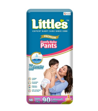 Little's Premium Comfy Baby Pants New Born Diapers (90 Pieces) | Ultra Soft, Gentle Care & Long-Lasting Dryness