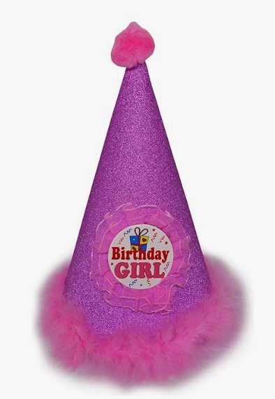 Big Pink Glitter 1st Birthday Cone Hat for Baby Girl Party Celebration